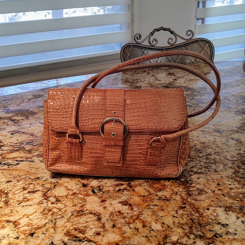 Talbots leather bag, croc embossed. Wonderful preowned condtion, quality piece.